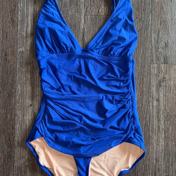 J CREW Ruched V Neck Sz 12 One Piece Swimsuit - Picture 7 of 16